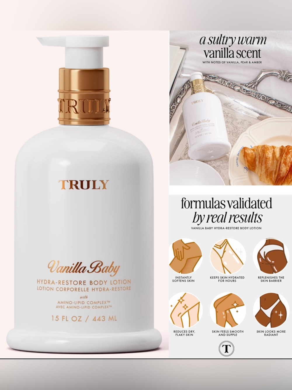 Truly Hydra-Restore Body Lotion (Vanilla Baby) New 443 ml / 15 fl oz - Picture 4 of 4